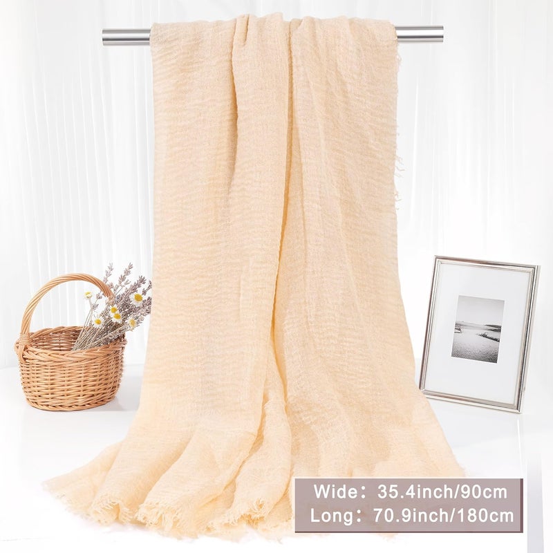 Nydotd Women Summer Cotton Linen Scarf Crinkle Long Beach Shawl Wrap hijab with Fringe - Image 2